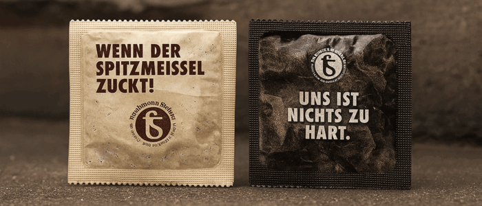 Kondome sorgen für Aufsehen – So bleibt ein Steinmetz im Gedächtnis seiner Kunden!