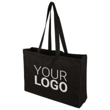 Einkaufstasche aus Oeko-Tex® Baumwolle (280 g/m2) Hugh in schwarz, Standardoption Einkaufstasche aus Oeko-Tex® Baumwolle (280 g/m2) Hugh in schwarz, Standardoption