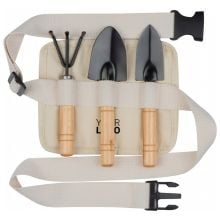 Gartengeräteset in einem Gürtel in beige