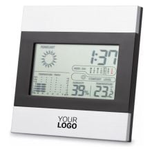 Wetterstation und Uhr in mattsilber