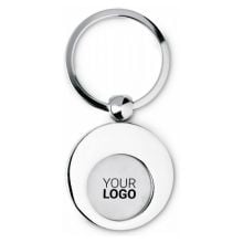 Schlüsselring mit Münzhalter in silber glänzend Schlüsselring mit Münzhalter in silber glänzend