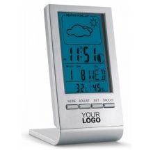 Wetterstation mit blauem LCD in silber