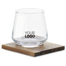 Glas mit Untersetzer in transparent Glas mit Untersetzer in transparent