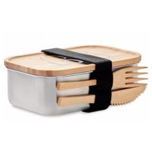 Lunchbox Edelstahl 600ml in holz