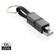 Terra 4-in-1 Schnellladekabel für den Schlüsselbund aus rAlu in grau