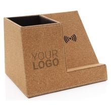 Kork Stiftehalter mit 5W Wireless Charger in khaki