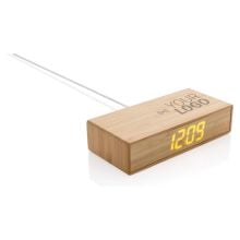 Wecker mit 5W Wireless Charger aus Bambus in braun