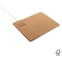 Wireless 10W Kork-Mauspad mit Ladefunktion und Ständer in braun Wireless 10W Kork-Mauspad mit Ladefunktion und Ständer in braun