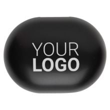 TWS Ohrhörer aus RCS Standard recyceltem Kunststoff in schwarz TWS Ohrhörer aus RCS Standard recyceltem Kunststoff in schwarz