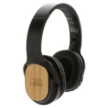 Elite faltbarer kabelloser Kopfhörer aus RCS und Bambus in schwarz Elite faltbarer kabelloser Kopfhörer aus RCS und Bambus in schwarz