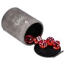 RE98 Knobelbecher mit 5 Würfeln in grau RE98 Knobelbecher mit 5 Würfeln in grau