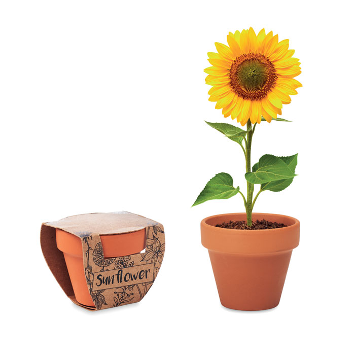 Terracotta-Topf Sonnenblume | Kunstpflanzen