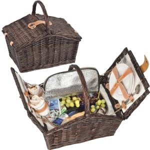 Picknickkoffer aus Weidengeflecht für 2 Personen in Braun