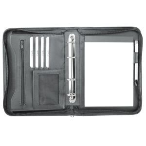 Ringbuchmappe A5 mit RV in schwarz, Lederähnliches Felina Material