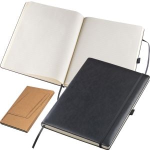 A4 Notizbuch mit Kunstlederumschlag in schwarz