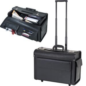 Akten-/Pilotenkoffer Trolley aus Kunstleder in schwarz