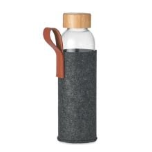 Trinkflasche Glas 500 ml in steingrau