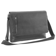 Business Überschlagtasche in schwarz, Seta-Rindnappaleder