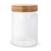 Kanister Glas undamp, Bambus 900ml in transparent