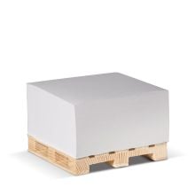Zettelblock 10x10x5cm FSC auf Holzpalette in weiss