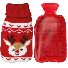 Handwärmer mit weihnachtlichem Stricküberzug in rot