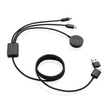 Terra RCS rPET 6-in-1-Ladekabel mit Uhrenladegerät in grau