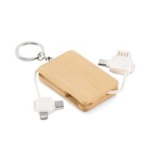 Schlüsselring mit Ladekabel in holz