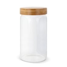 Kanister Glas undamp, Bambus 1200ml in transparent