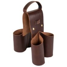 Flaschenhalter mit Tragegriff in dunkelbraun, Allgäu Rindleder Flaschenhalter mit Tragegriff in dunkelbraun, Allgäu Rindleder