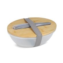 Lunchbox R-PP undamp, Bambus mit Besteck - 1L in grau