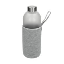 Glasflasche mit Hülle 'Iced' 1,0 l in transparent/grau
