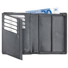 Kombibörse mit RFID Schutz in schwarz, Pelli-Rindnappaleder