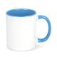 Oslo Sublimationsbecher  farbig innen undamp, Griff 300ml weiss / hellblau