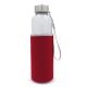 Trinkflasche aus Glas mit Neoprenhülle 500ml transparent rot