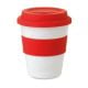 PP Becher mit Silikon-Deckel rot