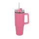 Miami Becher mit Henkel und Strohhalm 800ml rosa