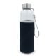 Trinkflasche aus Glas mit Neoprenhülle 500ml transparent schwarz