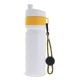 Sportflasche mit Rand und Kordel 750ml weiss / gelb