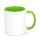 Oslo Sublimationsbecher  farbig innen undamp, Griff 300ml weiss / hellgrün