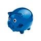 Transparentes Sparschwein blau