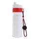Sportflasche mit Rand und Kordel 750ml weiss / rot