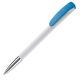 Kugelschreiber Deniro mit Metallspitze Hardcolour weiss / hellblau