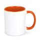Oslo Sublimationsbecher  farbig innen undamp, Griff 300ml weiss / orange
