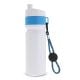 Sportflasche mit Rand und Kordel 750ml weiss / hellblau