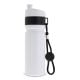 Sportflasche mit Rand und Kordel 750ml weiss / schwarz