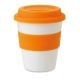 PP Becher mit Silikon-Deckel orange