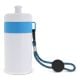 Sportflasche mit Halteschlaufe 500ml weiss / hellblau